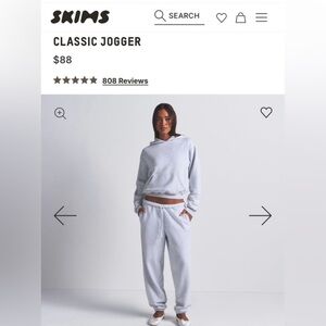 SKIMS NWOT Heathered Grey Classic Joggers XL